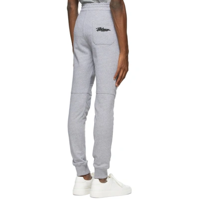 Shop Balmain Grey Flocked Logo Lounge Pants In 9ub Gris