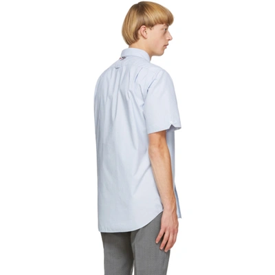 THOM BROWNE 蓝色 4-BAR 牛津纺短袖衬衫