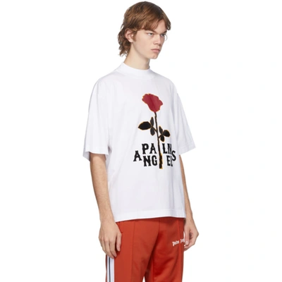 Shop Palm Angels White Rose Boxy T-shirt