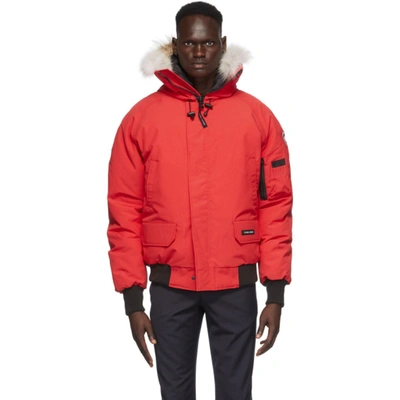 Shop Canada Goose Red Down Chilliwack Bomber Jacket