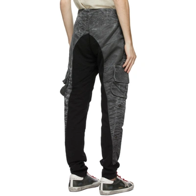 Shop Greg Lauren Black Satin Washed 50/50 Cargo Pants