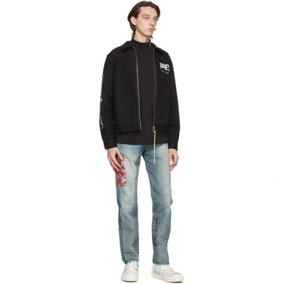 Shop Aries Black Denim Column Zip Jacket