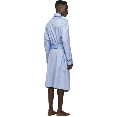 Shop Paul Stuart Blue Made On Madison Cotton Herrinbone Robe In Light Blue