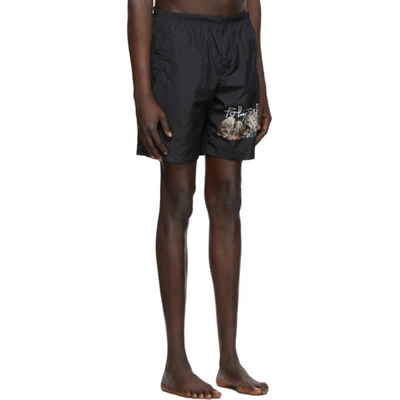 Shop Palm Angels Black Desert Skull Swim Shorts In Black/multi