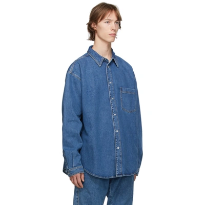 Shop Vetements Blue Washed Denim Shirt In Medium Blue