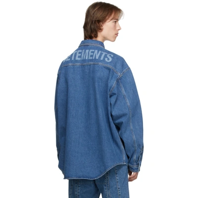 Shop Vetements Blue Washed Denim Shirt In Medium Blue