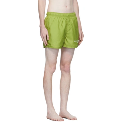 Shop Givenchy Green Logo Swim Shorts In 306-olive G