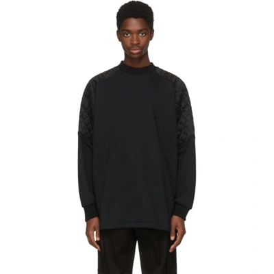 Shop Versace Black Oversize Quilted Shoulders Sweatshirt In A008 Black