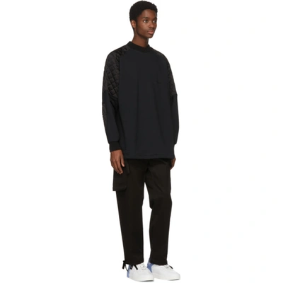 Shop Versace Black Oversize Quilted Shoulders Sweatshirt In A008 Black