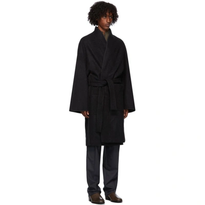 Shop Lemaire Black Kimono Coat In 999 Black