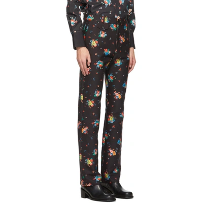 Shop Paco Rabanne Black Floral Print Trousers In V030 Multi