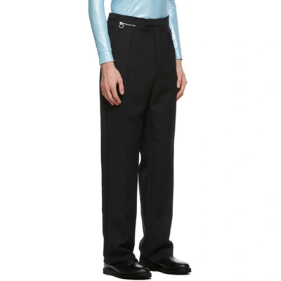 Shop Raf Simons Navy Wool Wide-leg Trousers In 00044 Drknv