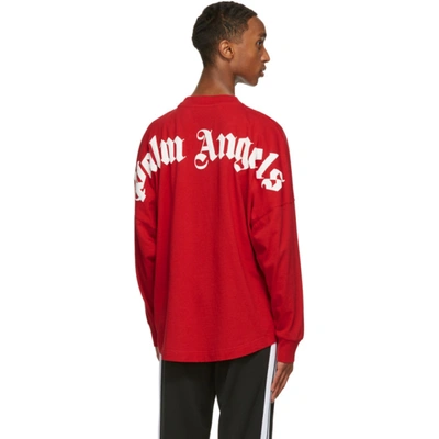 Shop Palm Angels Red Logo Long Sleeve T-shirt In Red White