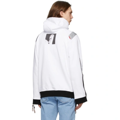 Shop Burberry White Zip Detail Swan Print Hoodie In Optic White