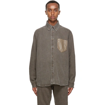 Shop Nanushka Brown Linen Dome Shirt In Nut