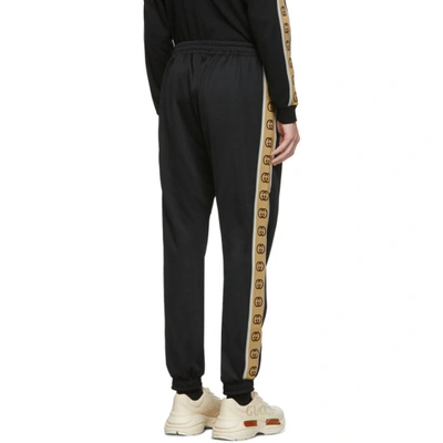 Black Technical Jersey Loose Jogging Pant With Brown G Stripe