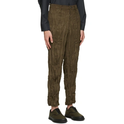 Shop Issey Miyake Khaki Corduroy Twisted Trousers In 45 Brown
