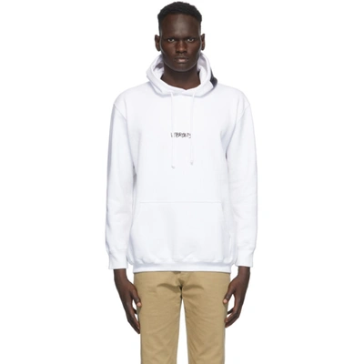 Shop Vetements White Written Logo Hoodie