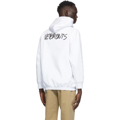 Shop Vetements White Written Logo Hoodie