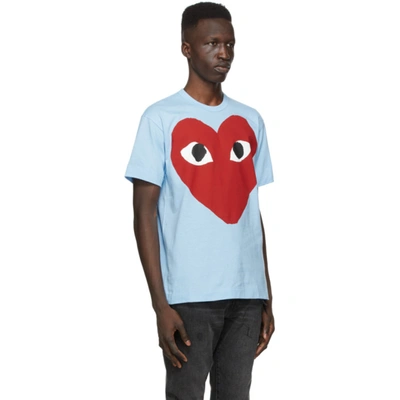 Shop Comme Des Garçons Play Blue & Red Big Heart T-shirt In 1 Blue