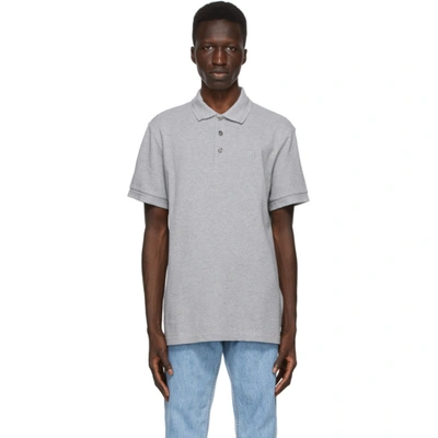 Shop Burberry Grey Button Detail Polo In Pale Grey M