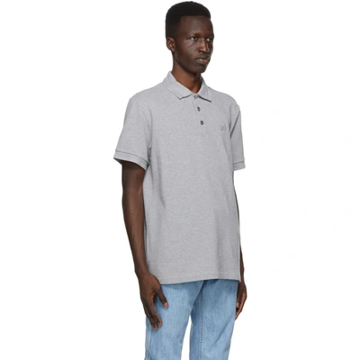 Shop Burberry Grey Button Detail Polo In Pale Grey M