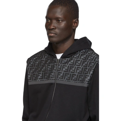 Shop Fendi Black Mesh Forever  Zip-up Hoodie In F0gme Black