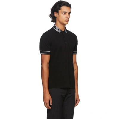 Shop Fendi Black Logo Collar Polo In F0qa1 Black