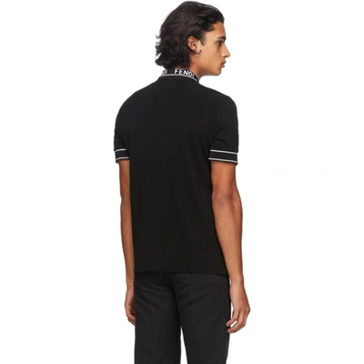 Shop Fendi Black Logo Collar Polo In F0qa1 Black