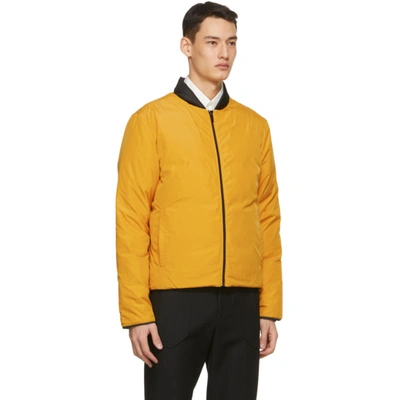 Shop Fendi Reversible Black & Yellow Down Logo Jacket In F0g8t Blkyk