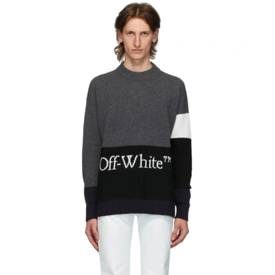 Shop Off-white Grey Color Block Sweater In Dark Grey