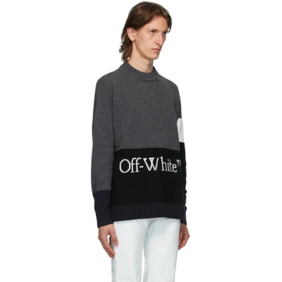 Shop Off-white Grey Color Block Sweater In Dark Grey