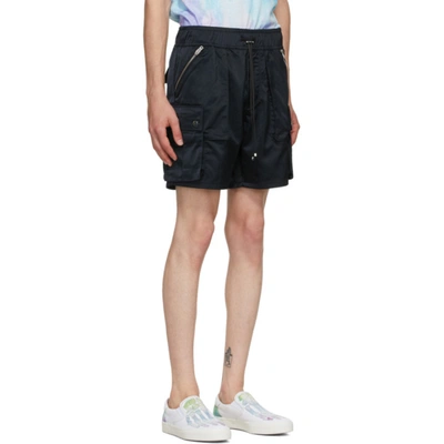 Shop Amiri Black Satin Cargo Shorts