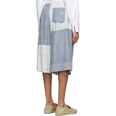 Shop Loewe White & Blue Drawstring Shorts In White/blue