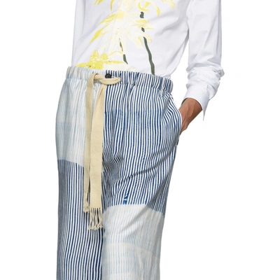 Shop Loewe White & Blue Drawstring Shorts In White/blue