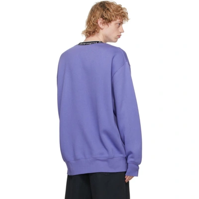 Shop Acne Studios Purple Jacquard Logo Sweatshirt In Dusty Purpl