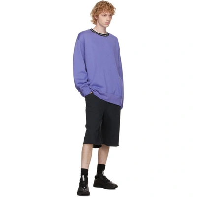 Shop Acne Studios Purple Jacquard Logo Sweatshirt In Dusty Purpl