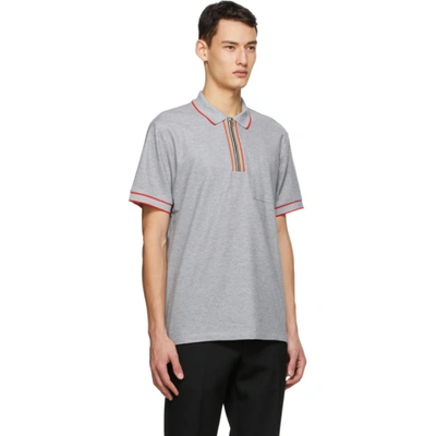 BURBERRY 灰色 ICON STRIPE POLO 衫