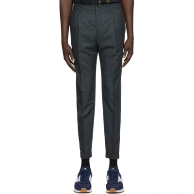Shop Ps By Paul Smith Navy Check Trousers In 44 Navy