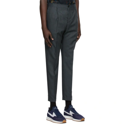 Shop Ps By Paul Smith Navy Check Trousers In 44 Navy