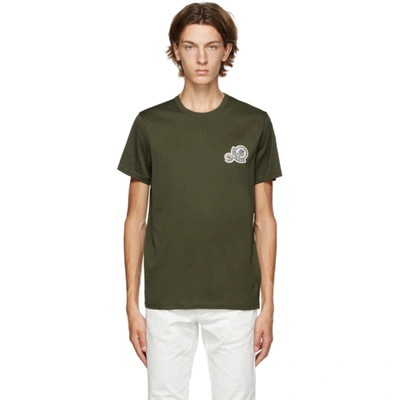 Double-logo Cotton T-shirt In Khaki