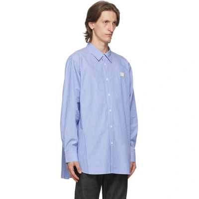 Shop Acne Studios Blue & White Patch Striped Shirt In Blue/white