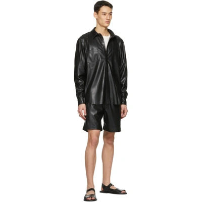 Shop Nanushka Black Vegan Leather Doxxi Shorts