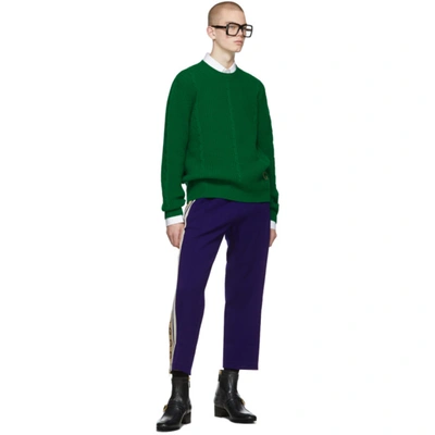 Shop Gucci Green Cable Knit Wool Gg Sweater In 3001 Green