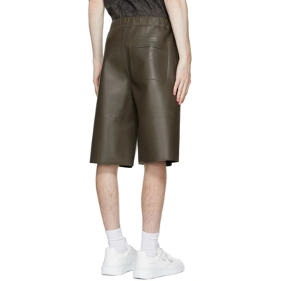 Shop Givenchy Khaki Leather Bonded Bermuda Shorts In 313-dark Kh