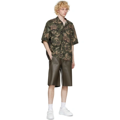Shop Givenchy Khaki Leather Bonded Bermuda Shorts In 313-dark Kh