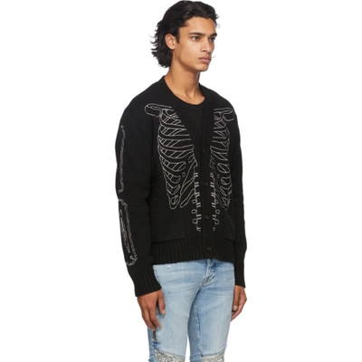 Shop Amiri Black Intarsia Skeleton Cardigan