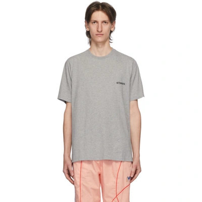 Shop Vetements Grey Logo Front Back T-shirt