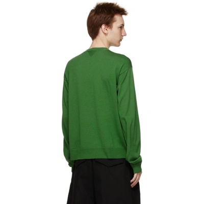 Shop Bottega Veneta Green Button Vent Sweater In 3725-lizard