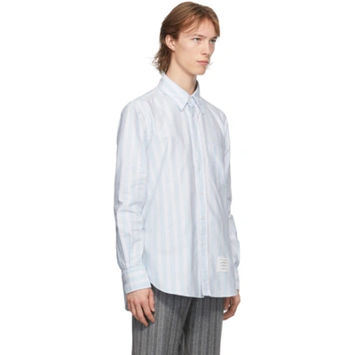 Shop Thom Browne Blue Oxford Hairline Stripe Straight Fit Shirt In 996 Seasona